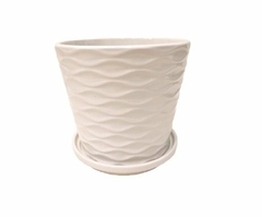Maceta ceramica blanca Waves 17x16 cm