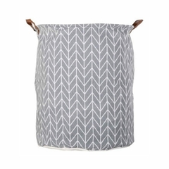 Laundry Gris triangulos manijas cuero 48x44dm