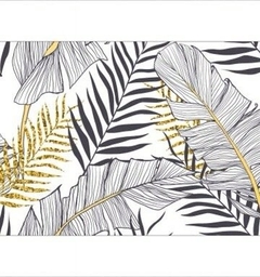 Individual Cuerina Hojas Oro 46 x 31 cm