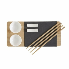 Set de sushi para 2 Palitos Salseras Tabla Bamboo 30x14x4cm