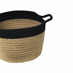 Canasto Organizador de Palma y cuerda negra 15x22 dm - comprar online