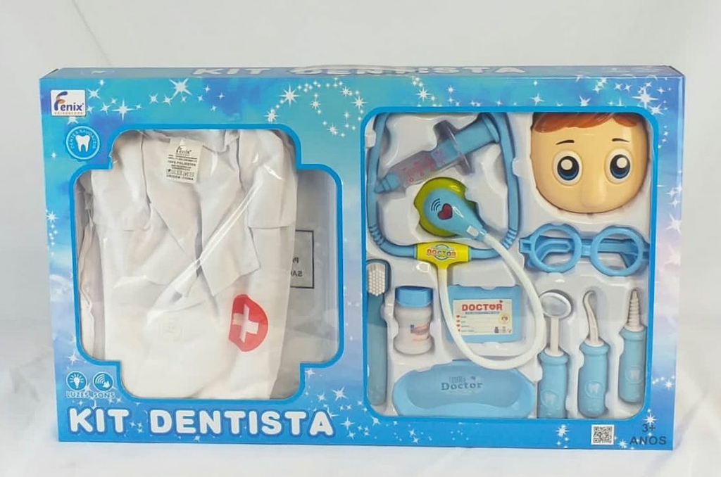 Brinquedo Kit Dentista Infantil Médico Doutor Didático - Azul