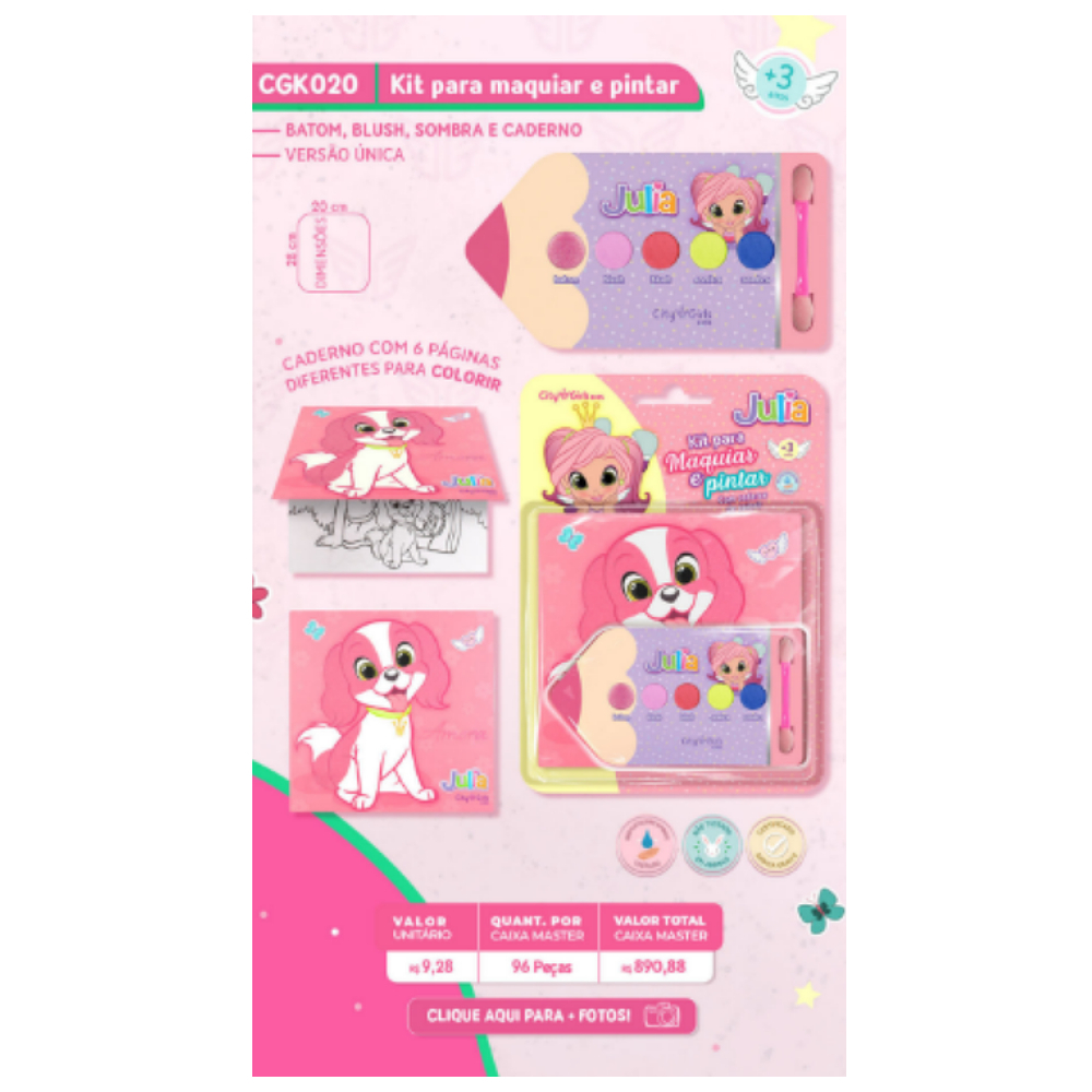 City Girls - Paleta de Sombras Maquiagem Infantil CGK033 - Box c