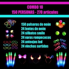 Combo 10 de cotillón luminoso para 150 personas