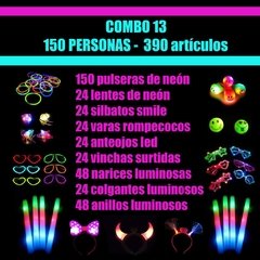 Combo 13 de cotillón luminoso para 150 personas
