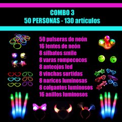 Combo 3 de cotillón luminoso para 50  personas