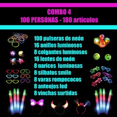 Combo 4 de cotillón luminoso para 100 personas