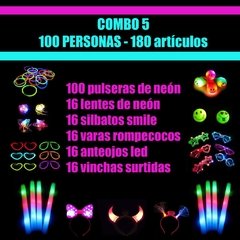 Combo 5 de cotillón luminoso para 100 personas