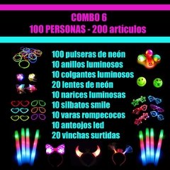 Combo 6 de cotillón luminoso para 100 personas