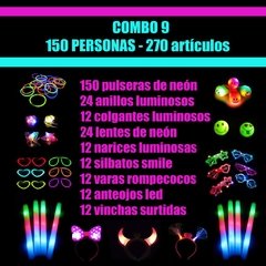 Combo 9 de cotillón luminoso para 150 personas