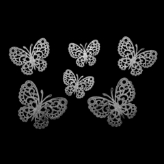 Mariposas 3D caladas color plateado