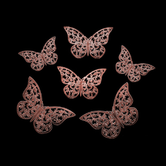 Set de 12 mariposas 3D caladas color rosa gold en internet