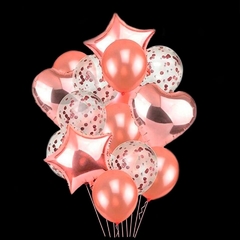 Set de 14 globos color rosa gold