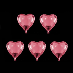 Set de 5 globos metalizados 5" modelo corazón color rosa