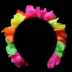 Vincha flúor con pétalos multicolor