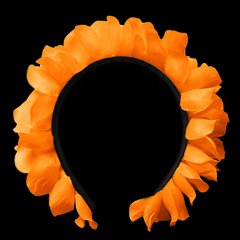 Vincha flúor con pétalos color naranja