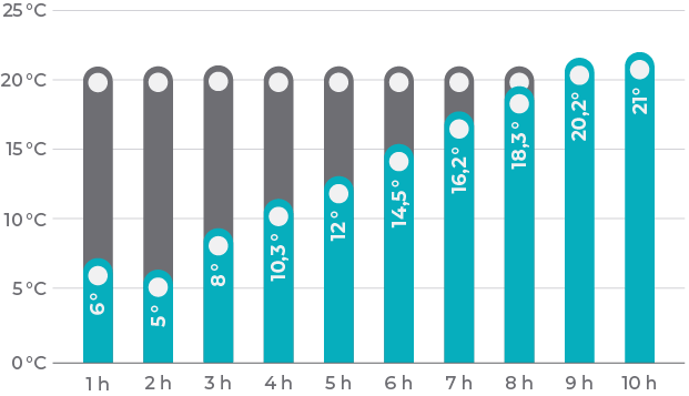 Gráfico de curva de conservación de temperatura de lunchera flag