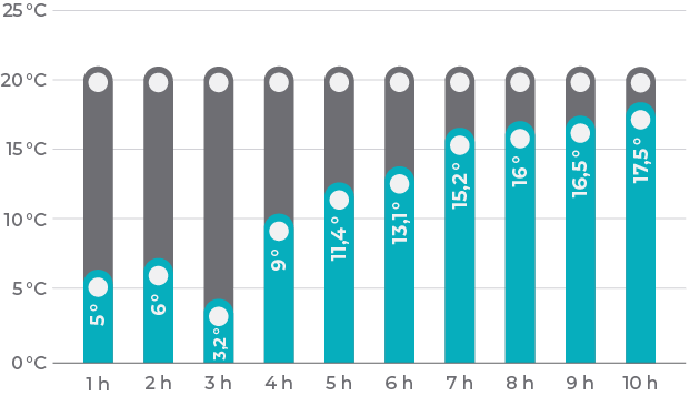 Gráfico de curva de conservación de temperatura de lunchera junior