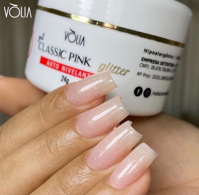 GEL CLASSIC PINK COM GLITTER VOLIA Sempre de Esmalte