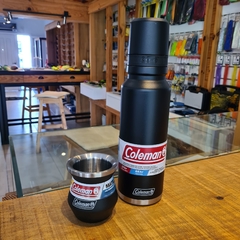 Equipo Matero Termico Coleman - Incluye Termo Coleman de Acero Inoxidable con Pico Matero 1.2Lts - Color Negro - Mate Termico Coleman de Acero Inoxidable - Color Negro