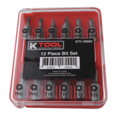 JUEGO DE 12 PUNTAS ENCASTRE 1/4" KTI PHILLIPS / PLANAS / TORX KTI
