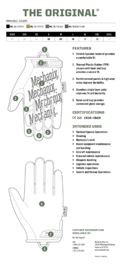 Guantes Originales Coyote Mechanix Tamaño XXL - AYR Tools