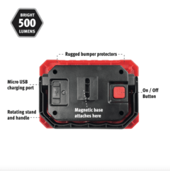 Imagen de LINTERNA DE TRABAJO 500 LUMENES RECARGABLE EZ-RED