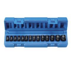 JUEGO DE TUBOS CORTOS ALTO IMPACTO ENCASTRE DE 1/4" 14 PIEZAS MILIMETRICOS GREY PNEUMATICS