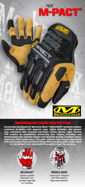 Guantes M-pact 4x Cuero Sintetico Mechanix Tamaño L