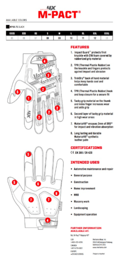 Guantes M-pact 4x Cuero Sintetico Mechanix Tamaño L - tienda online