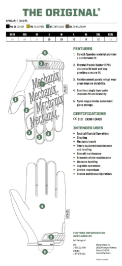Guantes Originales Tacticos Mechanix Tamaño S - AYR Tools