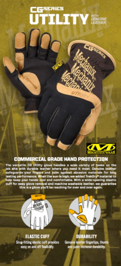 GUANTES SERIE CG15 UTILITY CUERO SINTETICO MECHANIX TAMAÑO S - AYR Tools