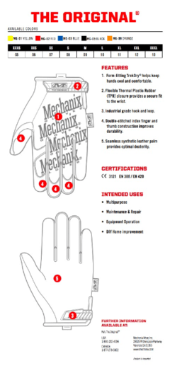 GUANTES ORIGINALES AZULES MECHANIX TAMAÑO L - AYR Tools