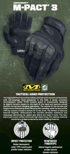 Guantes Tacticos Mechanix M-pact3 (m-pact3) Negros Tamaño L - AYR Tools