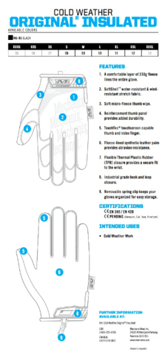 GUANTES PARA TRABAJOS EN CLIMA FRIOS INSULATED MECHANIX TAMAÑO S - AYR Tools