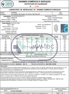 Calibração de Termohigrômetro com emissão de certificado rastreável - OXISMED
