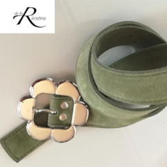 MARGARITA - cinturón en gamuza hebilla cuadrada niquel - 3,5cm - comprar online