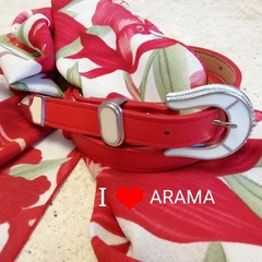 Cinturón ARAMA -hebilla tejana con puntera en niquel y resina - 2cm