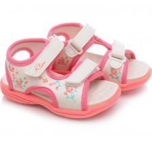 Sandália Papete Infantil Coral e Marfim Klin
