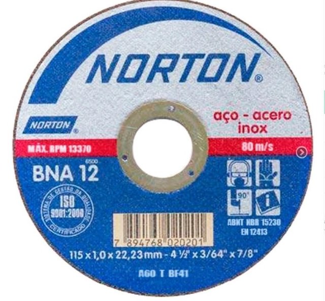 Disco de Corte 115 x 1.0 x 22.23 BNA12 T41 NORTON