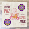 Placa Decorativa - Quadro em Azulejo - Budinha Paz e Amor