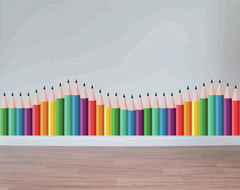 Adesivo Parede Quarto Infantil Lápis De Cor Onda Escolar - comprar online