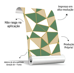Papel de Parede Diamond Verde e Bege Mosaico Vinílico - Artetik Digital