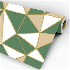 Papel de Parede Diamond Verde e Bege Mosaico Vinílico - comprar online