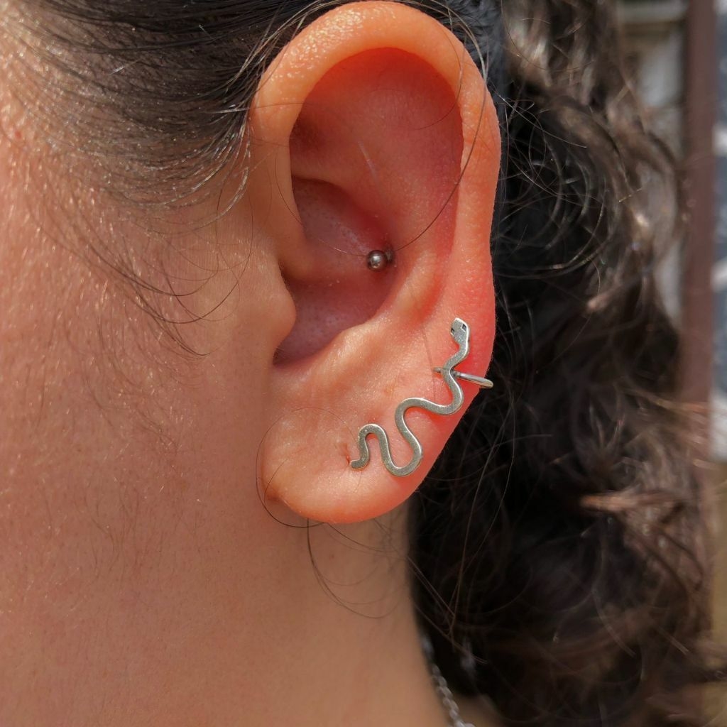 Piercing Tragus Cartilagem Cobra Prata 925