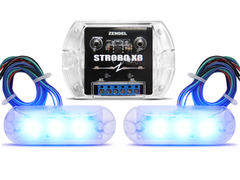 Kit Strobo Zendel X8 Azul C/ 2 Faróis Leds + Efeitos Central