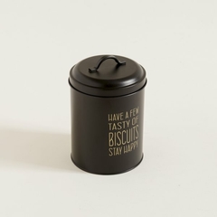 LATA REDONDA BISCUITS NEGRA 21X14 CM FRASCO - comprar online