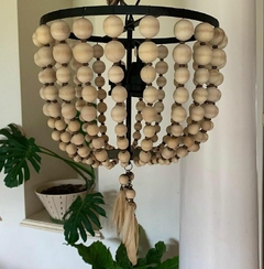 Lampara Bombe 30*30cm de madera y hierro