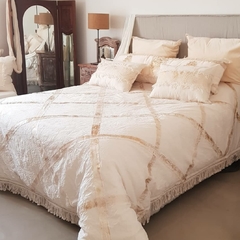 -Acolchado Rags Gold (rombos oro y flecos) - Bazar Chic