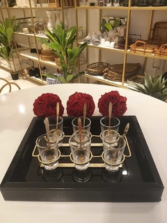 SET X 6 COPETINEROS DE VIDRIO CON CUCHARA Y RACK DE METAL 26X14 - comprar online